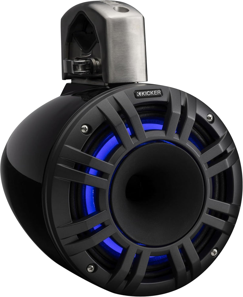 51KMTCXL8 KICKER KMTCXL 8" Marine Horn Loaded Compression Driver Wakeboard Tower Speakers RGB LED Lighted 4 Ohm (Pair) - Black
