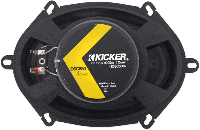 43DSC6804 KICKER DS Series 6x8" Coaxial 2 Way Speakers Factory Upgrade 50W RMS 200W Peak 4 Ohm Car Audio (Pair)