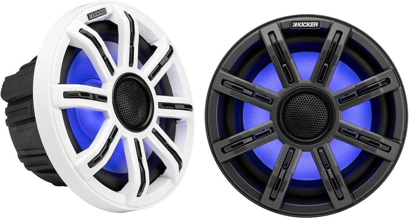 51MSC8 KICKER Premium 8" Marine Coaxial 2-Way Waterproof Speakers w/LED's MSC8 200W RMS 4 Ohm (Pair)