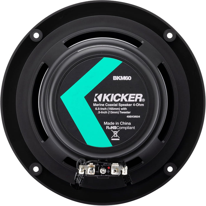 49BKM604 KICKER KM Black 6.5" Coaxial 2 Way Marine Waterproof OEM Speaker 50W RMS 4 Ohm (Single)