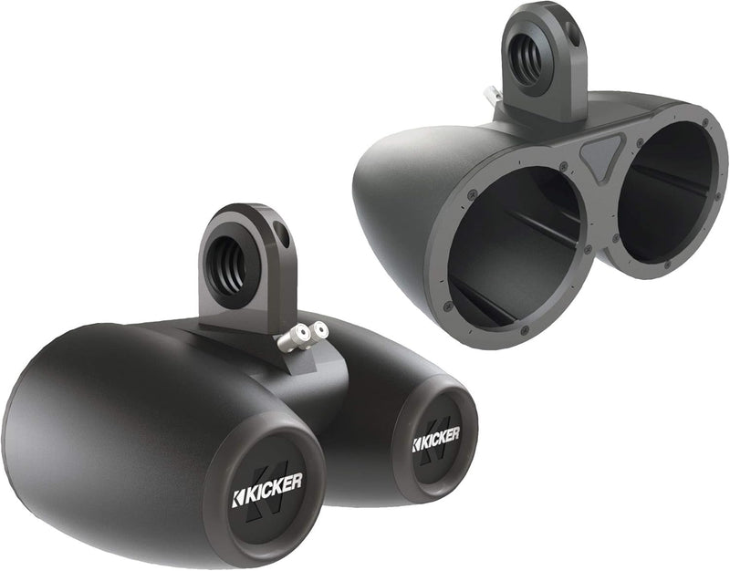 12KMTED KICKER 6.5" Dual Marine Wake Tower/Roll Bar Empty Speaker Enclosures ONLY, Black (Pair) (speakers not included)