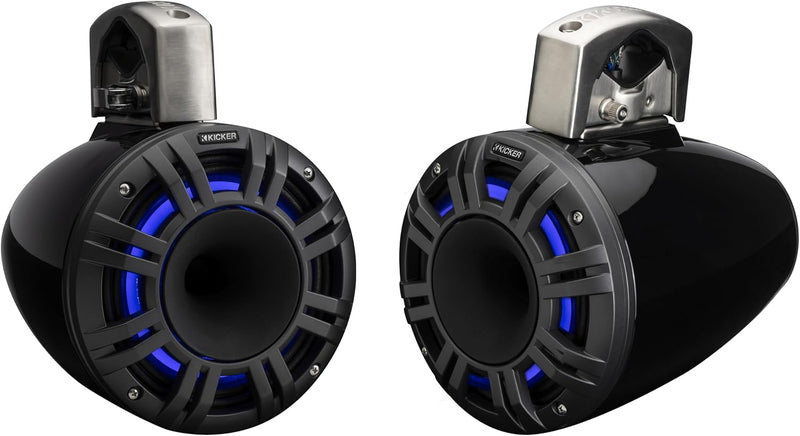 51KMTCXL8 KICKER KMTCXL 8" Marine Horn Loaded Compression Driver Wakeboard Tower Speakers RGB LED Lighted 4 Ohm (Pair) - Black