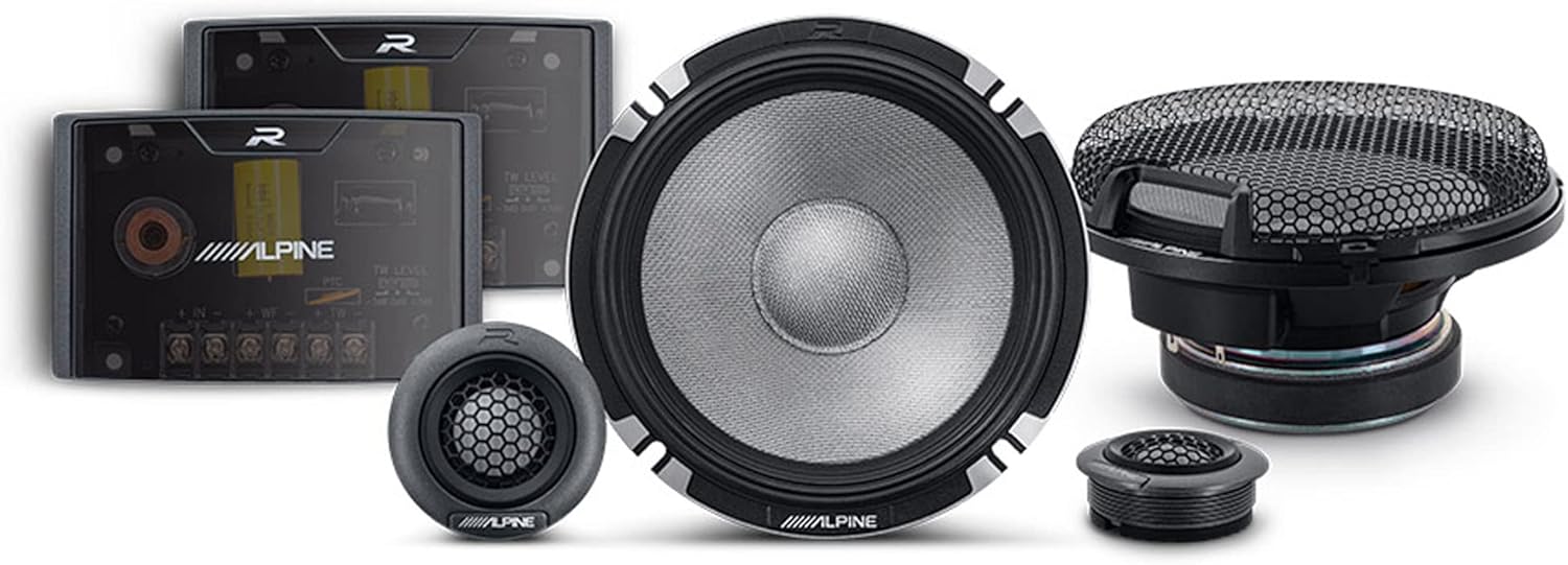 R2-S652 Alpine R-Series 6.5" High-Resolution Pro 2-Way Component Speaker Set w/ 1" Tweeters 100W RMS Car Audio 4 Ohm (Pair)