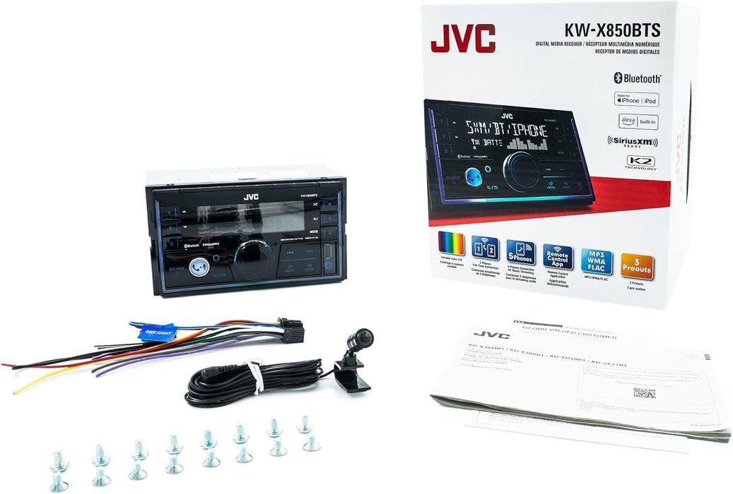 KW-X850BTS JVC Double-Din Digital Media Receiver Head Unit AM/FM, Bluetooth, USB Port, SiriusXM Ready, Car Radio