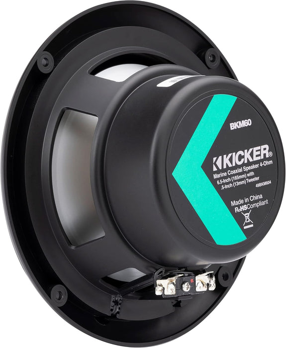 49BKM604 KICKER KM Black 6.5" Coaxial 2 Way Marine Waterproof OEM Speaker 50W RMS 4 Ohm (Single)