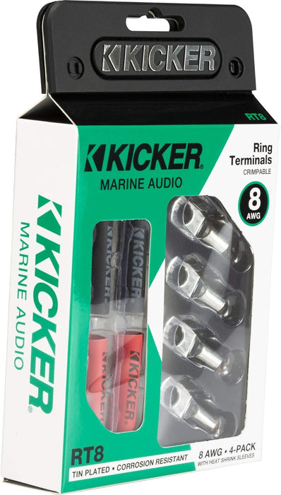 47RT8 KICKER Marine-Grade 5/16" Ring Terminals for 8 AWG 8 Gauge Wire (4 Pack)