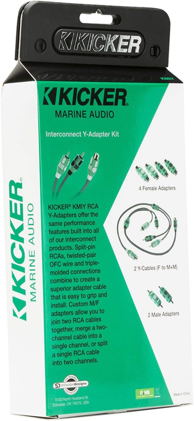 47KMIY KICKER Marine RCA Y-Adapter kit, male and female (Pair)