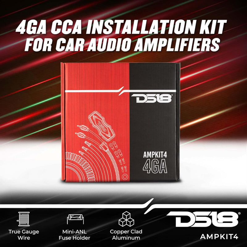 AMPKIT4 DS18 4 Gauge 4 AWG Complete Amplifier Amp Installation Wire Kit 4GA CCA