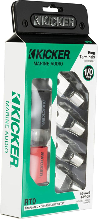 47RT0 KICKER Marine-Grade 5/16" Ring Terminals for 1/0 AWG 0 Gauge Wire (4 Pack)