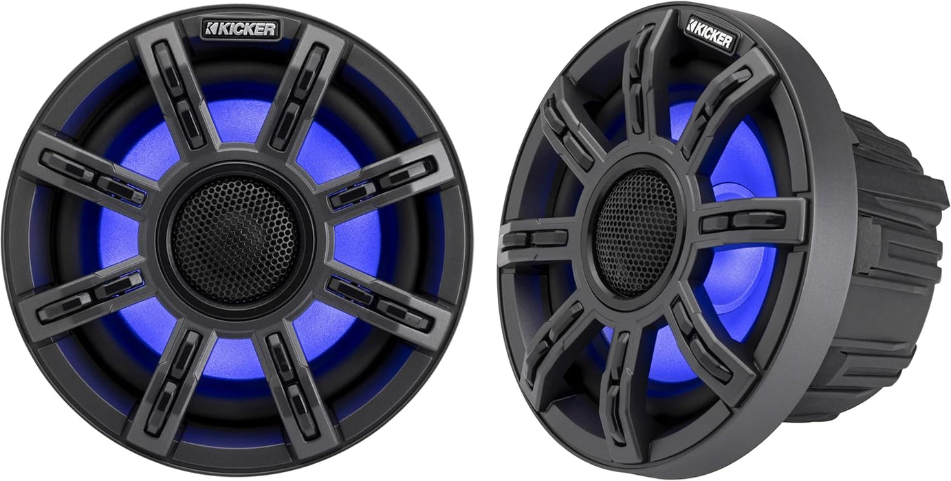 51MSC65 KICKER Premium 6.5" Marine Coaxial 2-Way Waterproof Speakers w/LED's MSC65 100W RMS 4 Ohm (Pair)