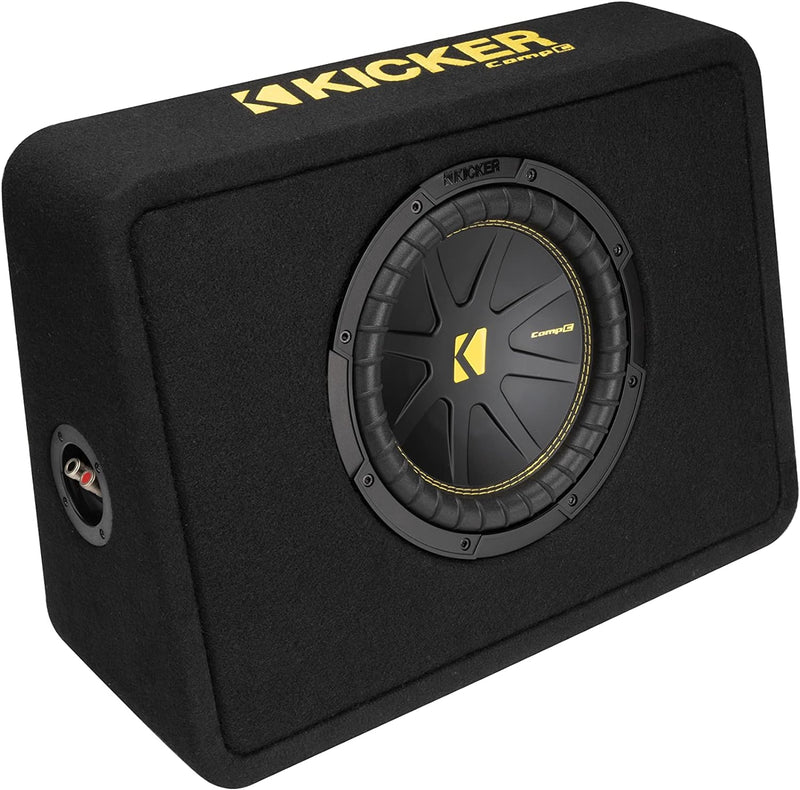 50TCWC102 KICKER 10" CompC Subwoofer Single Loaded Enclosure Ported 250W RMS 2 Ohm