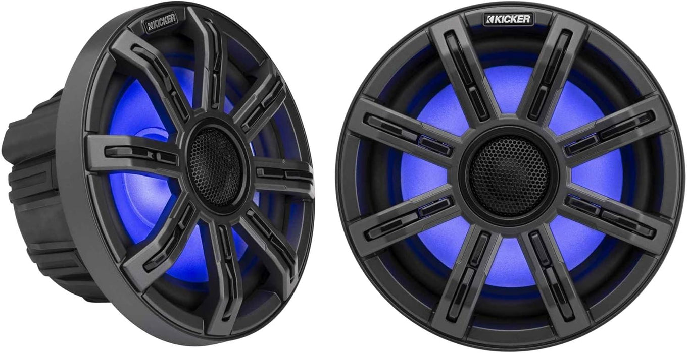 51MSC8 KICKER Premium 8" Marine Coaxial 2-Way Waterproof Speakers w/LED's MSC8 200W RMS 4 Ohm (Pair)