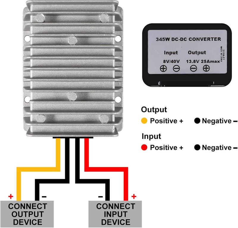 2437-20 AEDIKO DC 8V/40V to 13.8V 25A 300W Waterproof Voltage Reducer Converter