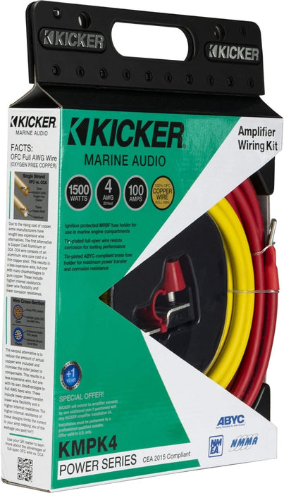 47KMPK4 KICKER Marine 4 Gauge 4 AWG Amplifier Amp Installation Power Wire Kit 4GA