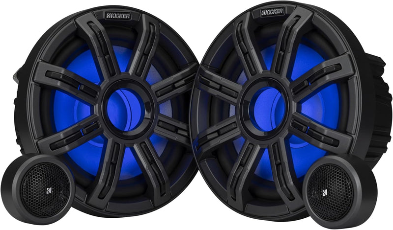 51MSS8 KICKER Premium 8" Marine Component 2-Way Waterproof Speakers w/LED's MSS8 200W RMS 4 Ohm (Pair)