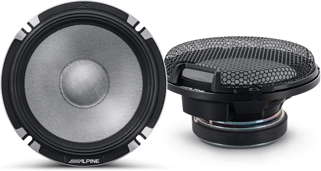 R2-S652 Alpine R-Series 6.5" High-Resolution Pro 2-Way Component Speaker Set w/ 1" Tweeters 100W RMS Car Audio 4 Ohm (Pair)