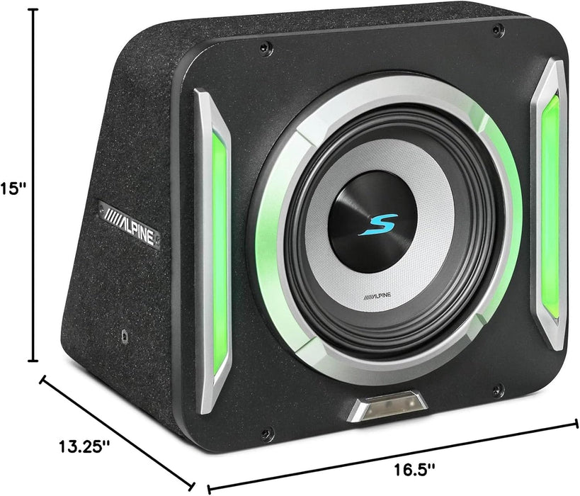 S2-SB12 Alpine Halo PrismaLink S-Series 12" Subwoofer Sub Single Loaded Wedge Enclosure w/RGB LED Lighting 600W RMS 2 Ohm