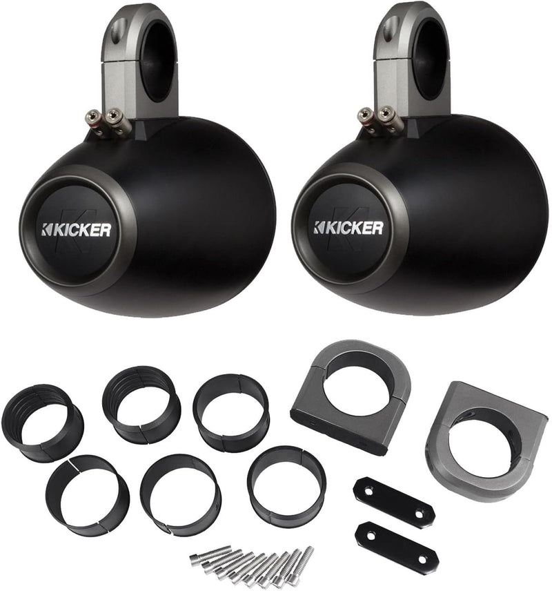 12KMTES KICKER 6.5" Marine Wake Tower/Roll Bar Empty Speaker Enclosures ONLY, Black (Pair) (speakers not included)