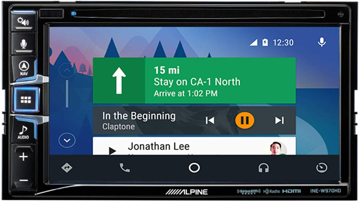 INE-W970HD Alpine 6.5" CD/DVD Receiver Double-Din Touchscreen Head Unit with Built-In GPS Navigation, CarPlay and Android Auto, HDMI