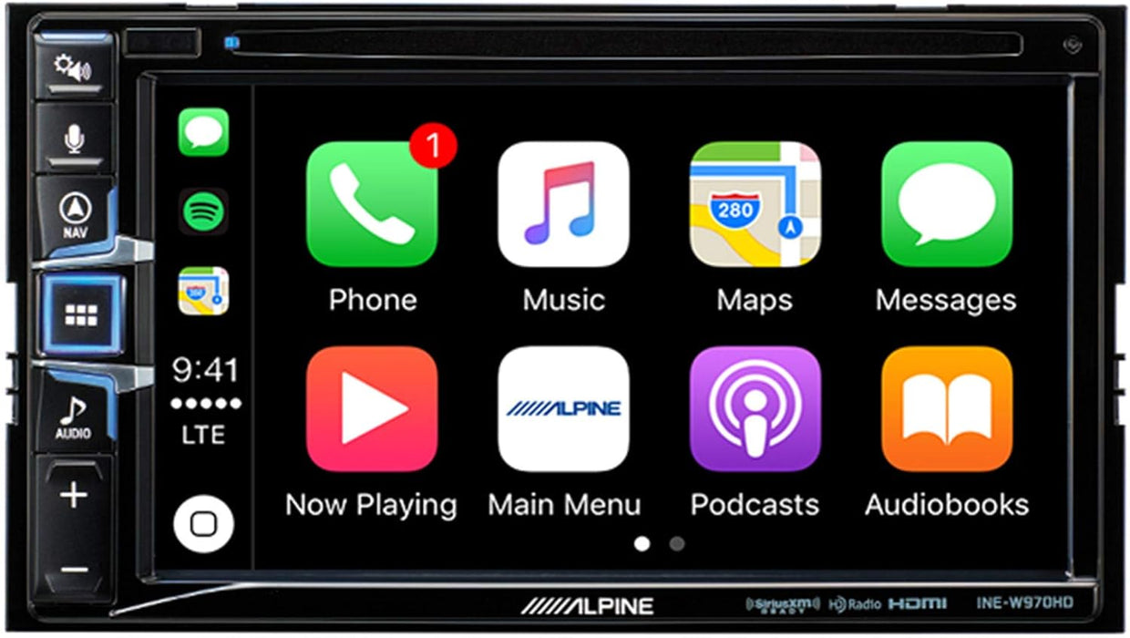 INE-W970HD Alpine 6.5" CD/DVD Receiver Double-Din Touchscreen Head Unit with Built-In GPS Navigation, CarPlay and Android Auto, HDMI