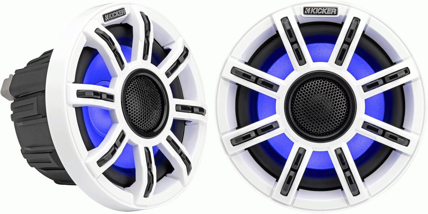 51MSC65 KICKER Premium 6.5" Marine Coaxial 2-Way Waterproof Speakers w/LED's MSC65 100W RMS 4 Ohm (Pair)