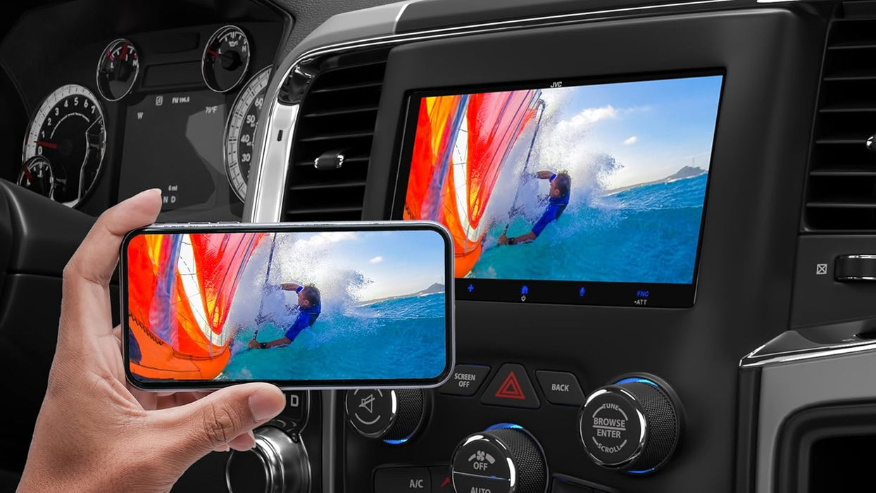 KW-M795BW JVC Digital Multimedia Receiver 6.92” Double-Din Touchscreen Head Unit with Wireless CarPlay and Android Auto, AM/FM, Bluetooth, iDatalink Maestro, SiriusXM Ready, USB Port, Car Radio