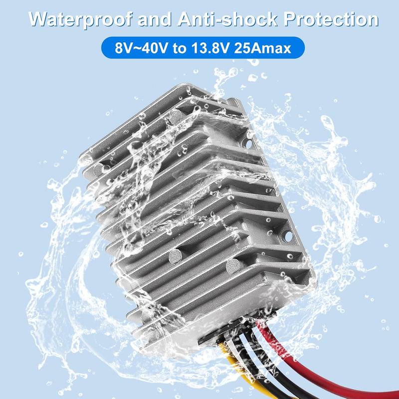 2437-20 AEDIKO DC 8V/40V to 13.8V 25A 300W Waterproof Voltage Reducer Converter
