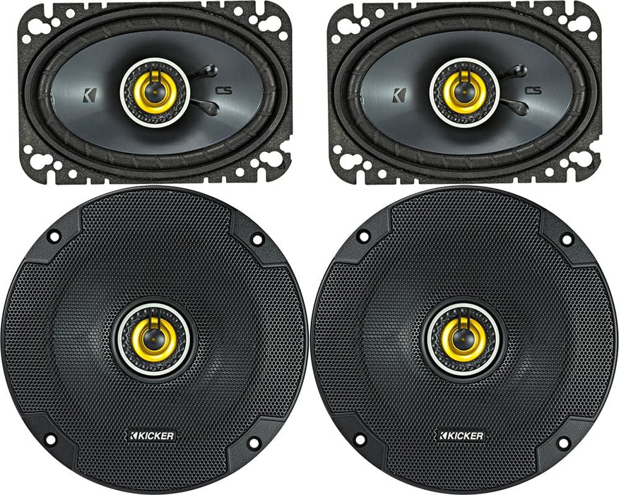 KICKER CS Speaker Bundle 6.5" & 4x6" 2-Way Car Audio Speakers Package | 46CSC654 + 46CSC464
