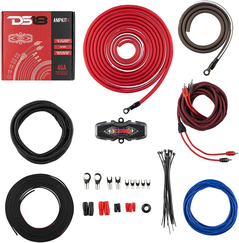 AMPKIT4 DS18 4 Gauge 4 AWG Complete Amplifier Amp Installation Wire Kit 4GA CCA