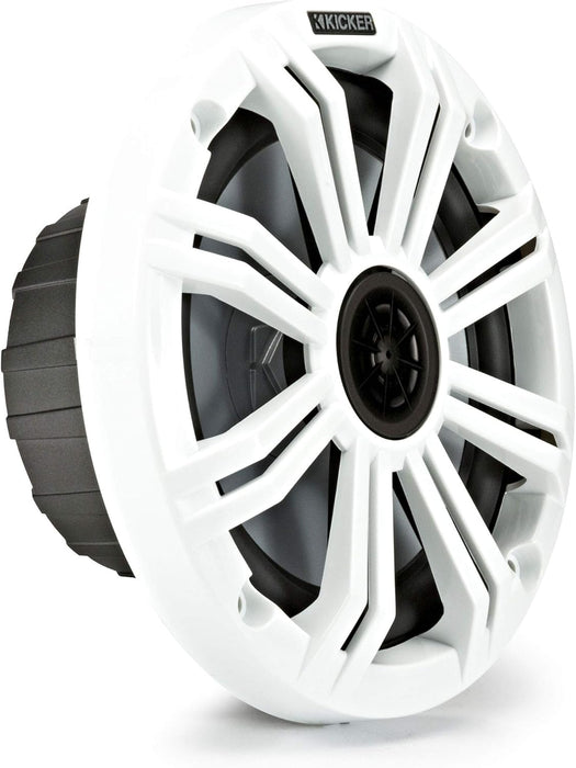 KICKER KM 6.5" Marine Waterproof Coaxial Boat Speakers (4 Pack) 65W RMS 4 Ohm with White Grilles | 41BKM614 (4 Pack)