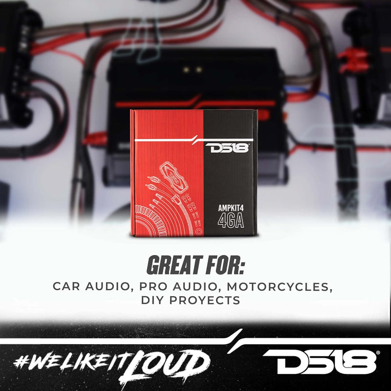 AMPKIT4 DS18 4 Gauge 4 AWG Complete Amplifier Amp Installation Wire Kit 4GA CCA