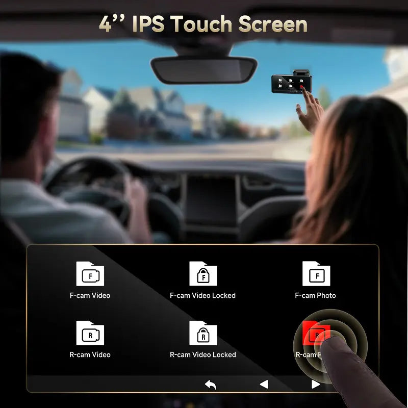 F77 Redtiger Touchscreen 4K Front + 4K Rear Sony Starvis2 Dual Dash Cam Kit App & 5.8GHz WiFi Voice Control DVR and Parking Monitoring Camera, 128 GB eMMC Storage