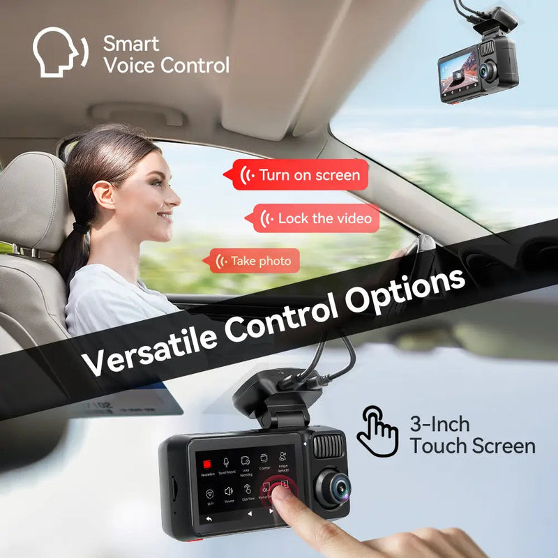 F17 Elite Redtiger 4K 3-Channel Dash Camera Ultra-Color Sony STARVIS 2 Dual HDR WiFi 6 Voice Control Touch Screen 128GB Card Included