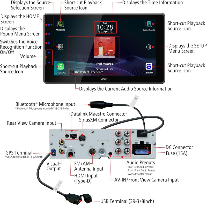 KW-Z900W JVC 9" Floating Touchscreen HD Display Digital Multimedia Receiver Single-Din Head Unit with Wireless CarPlay and Wireless Android Auto, HDMI, AM/FM, Bluetooth, USB, iDatalink Maestro, SiriusXM Ready, Car Radio