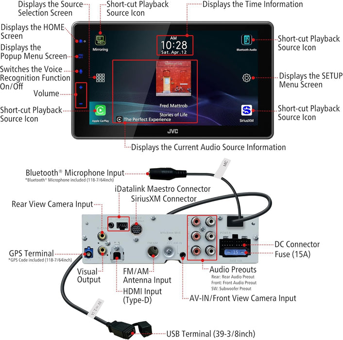 KW-Z900W JVC 9" Floating Touchscreen HD Display Digital Multimedia Receiver Single-Din Head Unit with Wireless CarPlay and Wireless Android Auto, HDMI, AM/FM, Bluetooth, USB, iDatalink Maestro, SiriusXM Ready, Car Radio