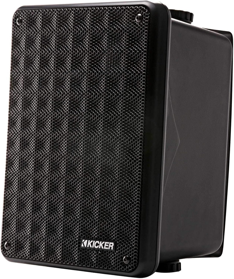 KICKER 46KB6B Outdoor Indoor Weatherproof Speakers Bundle – 4 Speaker Pack (2 Pairs) 6.5" Patio Garage Poolside Home Audio Speakers Black