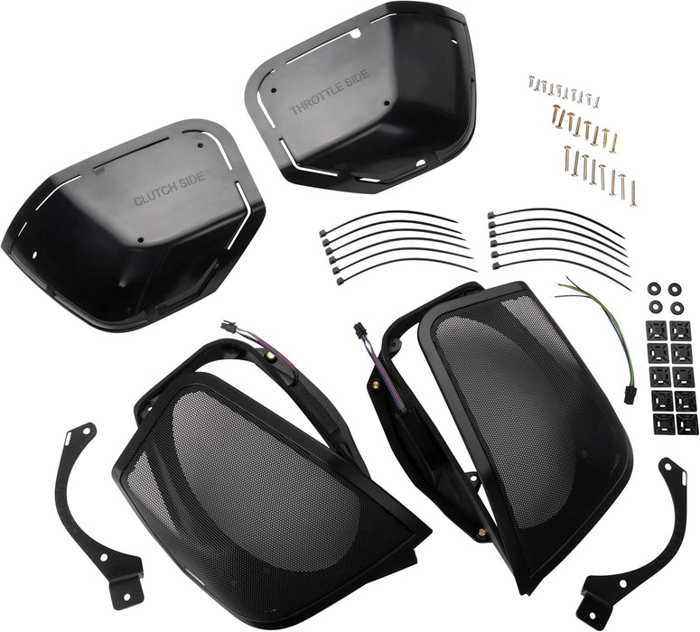 52HDBX14 KICKER Saddlebag Lid Speaker Install Cut-in Kit with RGB LED Lighting for 2014-2023 Harley Davidson Touring Motorcycles