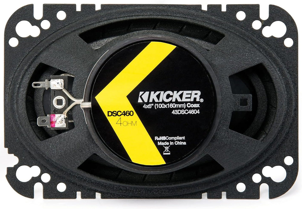 43DSC4604 KICKER DS Series 4x6" Coaxial 2 Way Speakers Factory Upgrade 30W RMS 120W Peak 4 Ohm Car Audio (Pair)