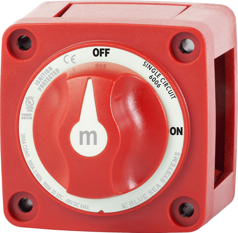 6006 Blue Sea Systems m-Series ON/OFF Battery Isolator Perko Switch (Red)