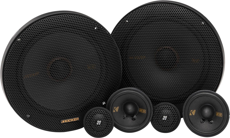 51KSS365 KICKER KS Series 6.5" 6 1/2 Inch 3-Way Component Speakers Set w/ 2.75" Midrange Speaker and 1" Inch Tweeters 100W RMS Car Audio 4 Ohm (Pair)