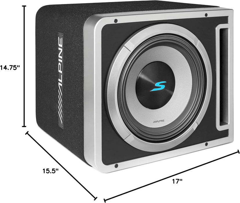 S2-SB12V Alpine Halo S-Series 12" Subwoofer Sub Single Loaded Ported Enclosure 600W RMS 2 Ohm Linkable