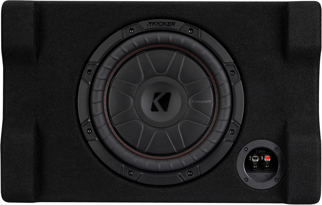 52CVTDF102 KICKER 10" CompVT Subwoofer Single Loaded Down Firing Enclosure 350W RMS 2 Ohm