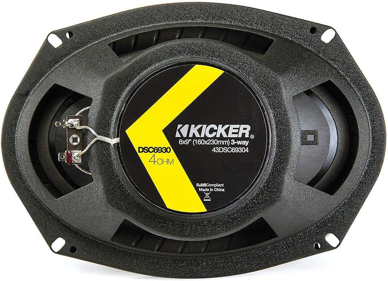 KICKER 43DSC69304 DS Series 6x9" 3-Way Coaxial Speakers — 2-Pair / 4-Speaker Bundle