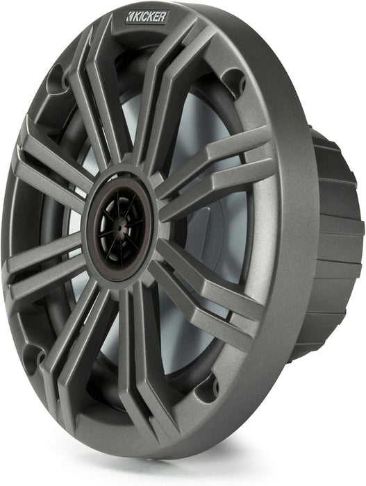 KICKER KM 6.5" Marine Waterproof Coaxial Boat Speakers Pair 65W RMS 4 Ohm with Charcoal Grilles & Stainless Screws | 41BKM614 (2 Pack)