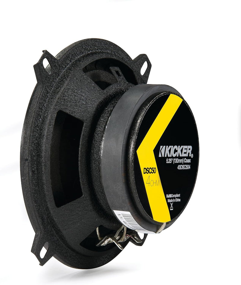 43DSC504 KICKER DS Series 5.25" 5 1/4" Coaxial 2 Way Speakers Factory Upgrade 50W RMS 200W Peak 4 Ohm Car Audio (Pair)