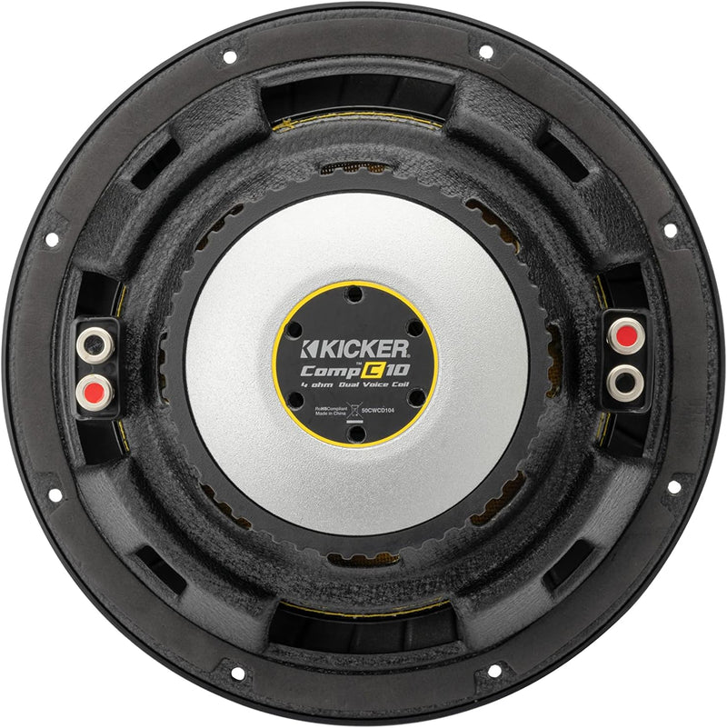 50TCWC104 KICKER 10" CompC Subwoofer Single Loaded Enclosure Ported 250W RMS 4 Ohm