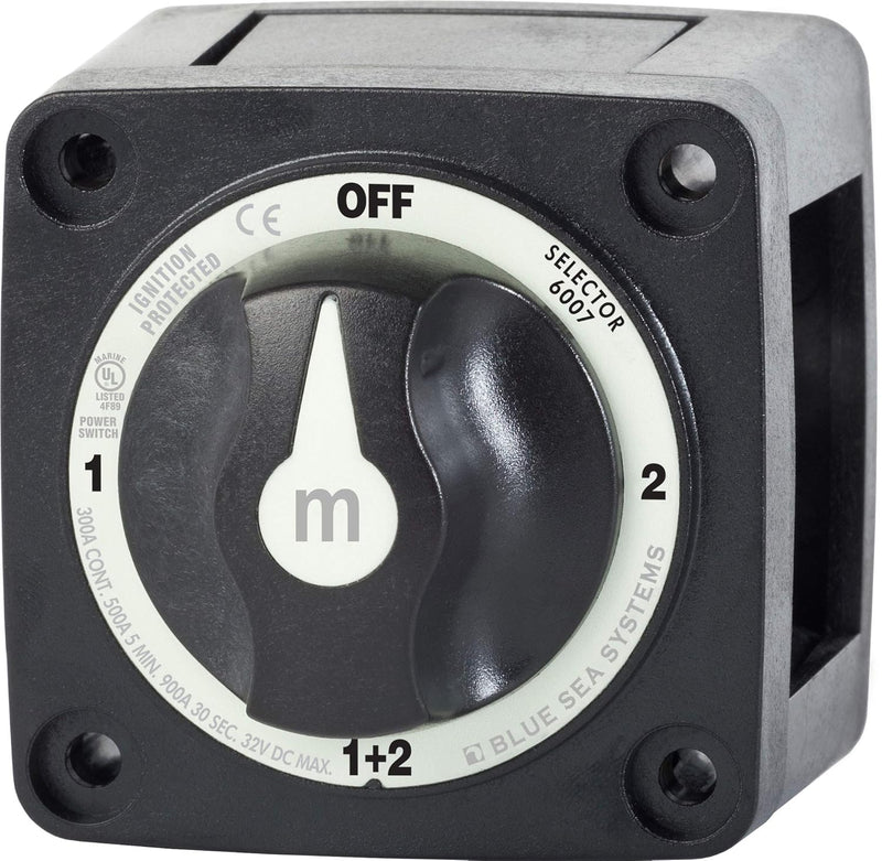 6007200 Blue Sea Systems m-Series 4-Position Mini Battery Perko Switch (Black)