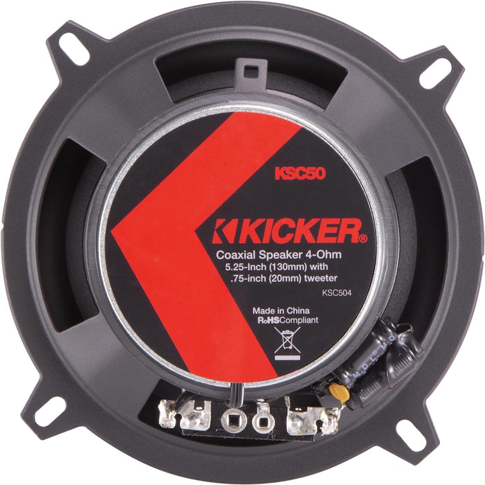 51KSC504 KICKER KS Series 5.25" 5 1/4 Inch Coaxial 2 Way Speakers 75W RMS 4 Ohm Car Audio (Pair)