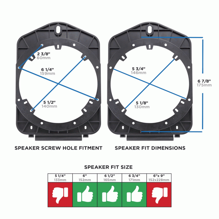 82-3020 METRA Speaker Mounting Adapters 6" - 6.75" Chevrolet Silverado / GMC Sierra 2007-2014