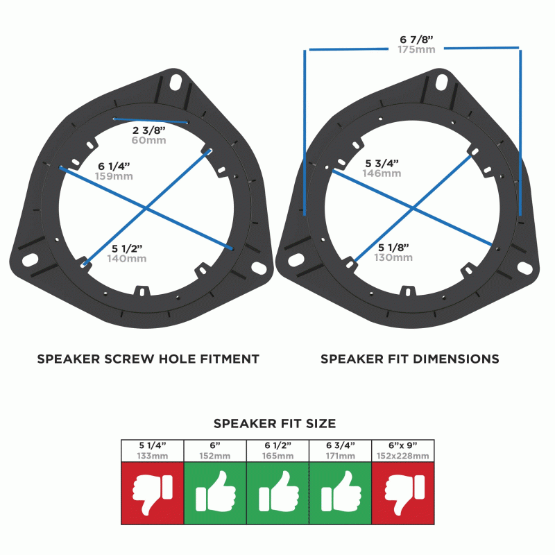 82-8153 METRA Speaker Mounting Adapters 6" - 6.75" Toyota 2001-2007 - Front Door